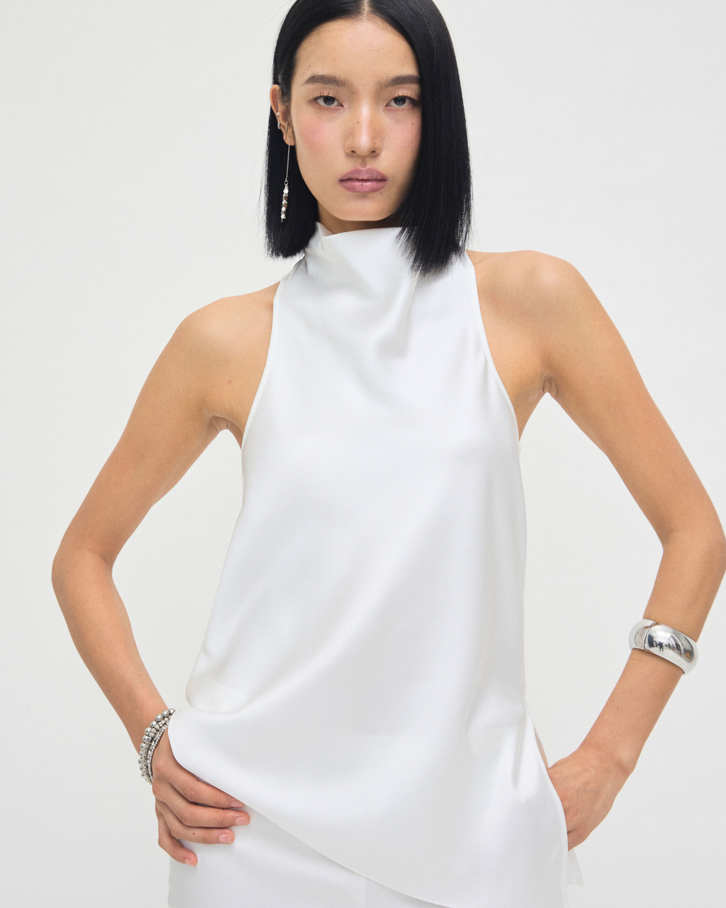 Racer-back Satin Top