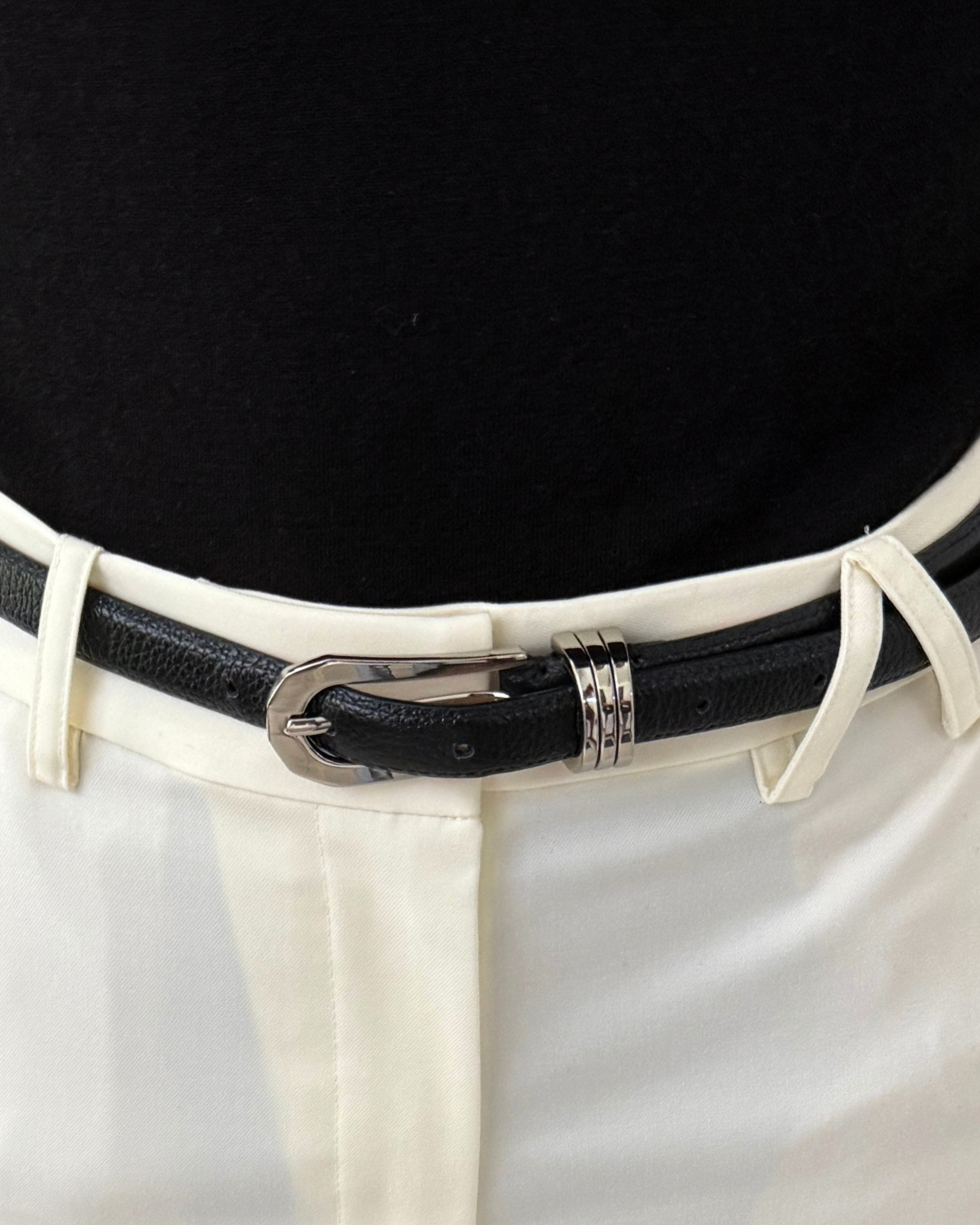 Triple Buckle Leather Belt