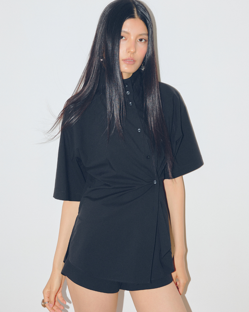 High-neck Wrap Shirt