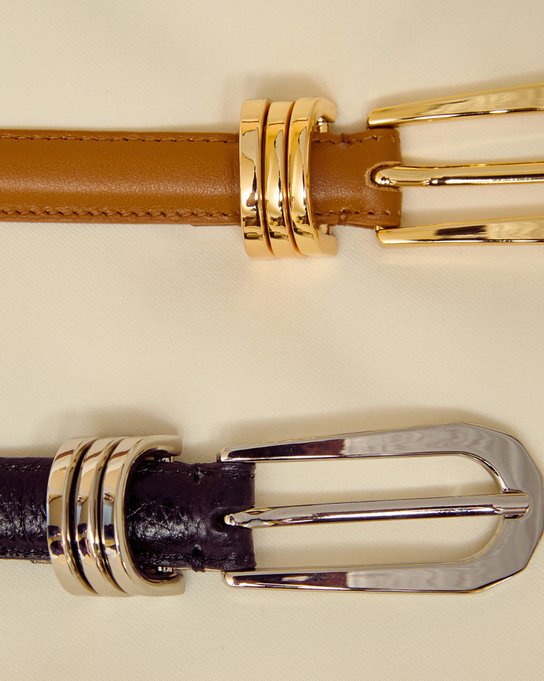 Triple Buckle Leather Belt
