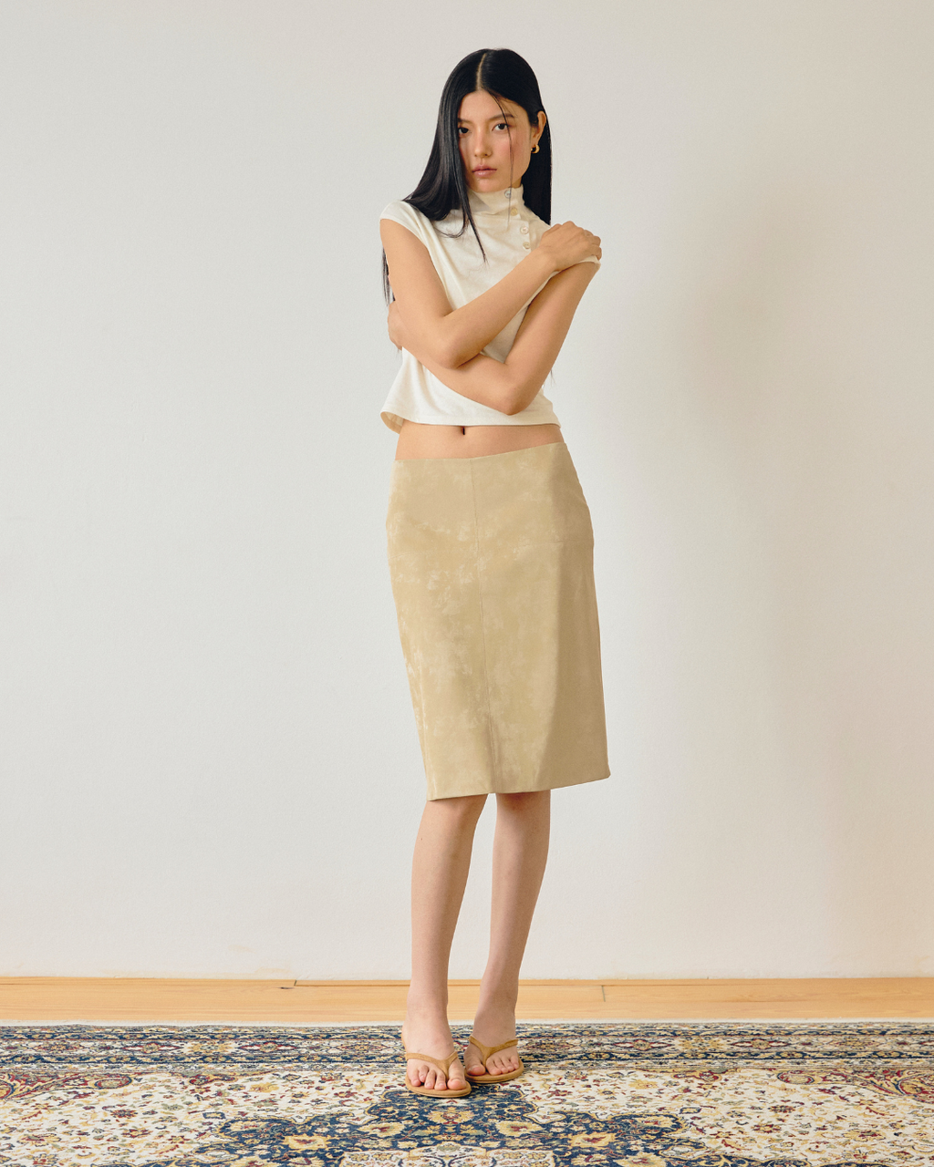 Suede-like Midi Skirt