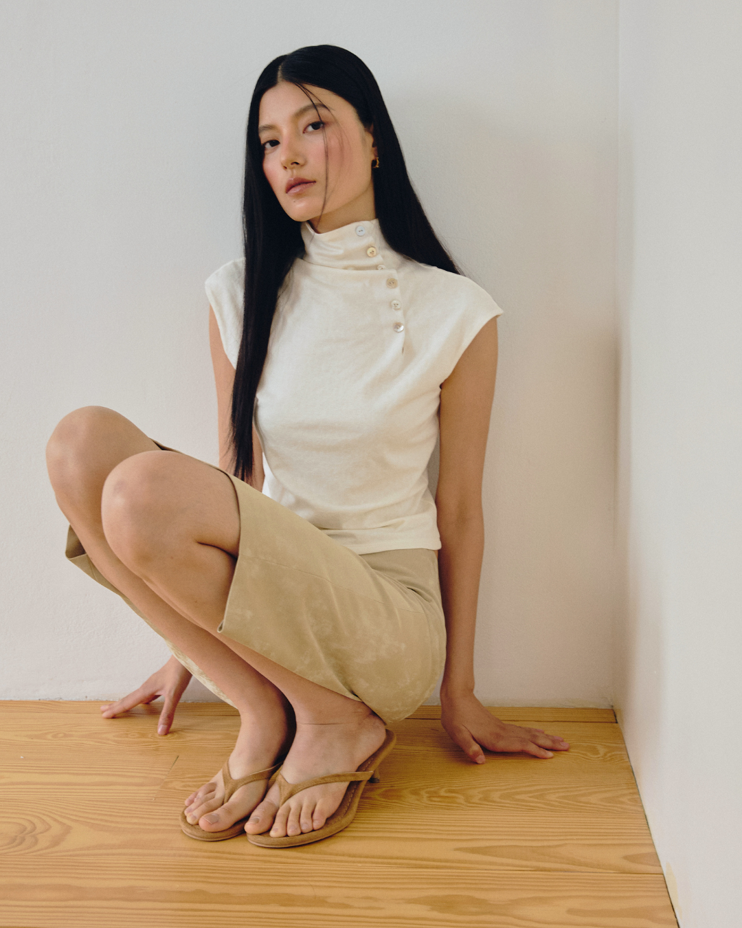 Suede-like Midi Skirt