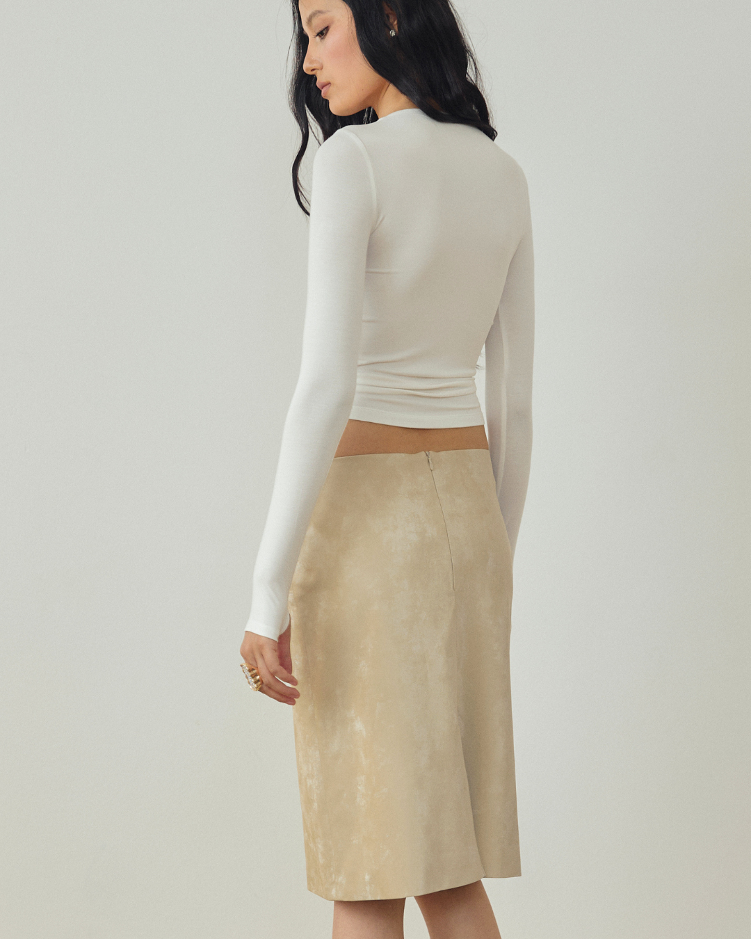 Suede-like Midi Skirt