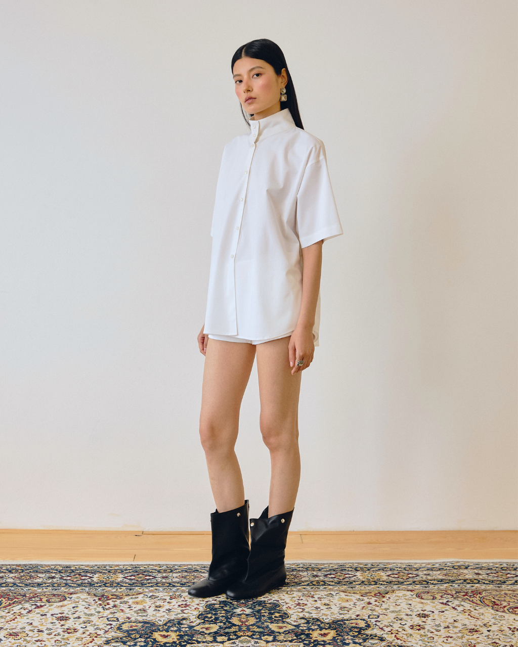 High-neck Wrap Shirt